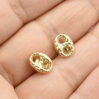 Nugget Puffed Mariner Stud Earrings Gold Plated Earrings