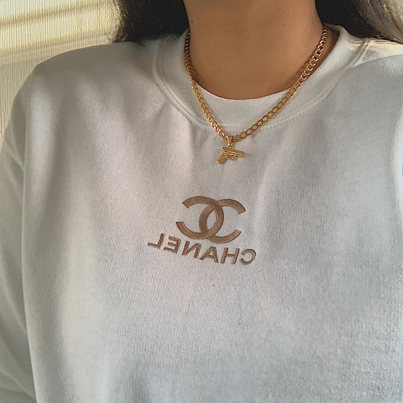Gun Pendant Necklace Gold Plated Curb Chain Necklace