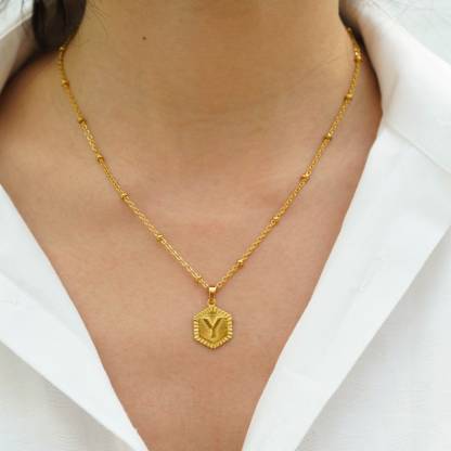 Bead Chain Letter Fashion Necklace Personalized Gold Plated Initial Necklace