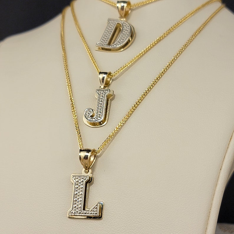 Double Layer Two Tone Letter Necklace Personalized Initial Necklace