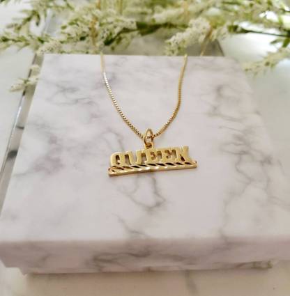 Dainty Name Necklace Box Chain Gold Plated Personalized Name Necklace 