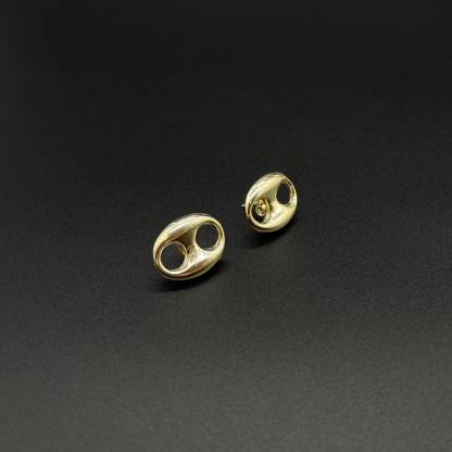 Puffed Mariner Stud Earrings Earrings Gold Plated Earrings