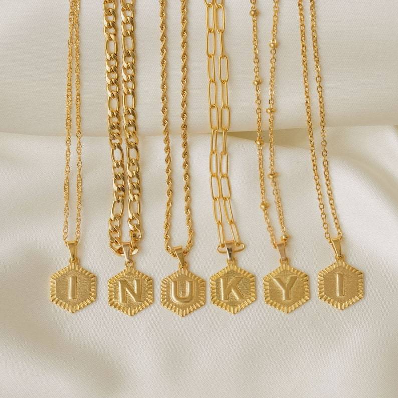 Bead Chain Letter Fashion Necklace Personalized Gold Plated Initial Necklace
