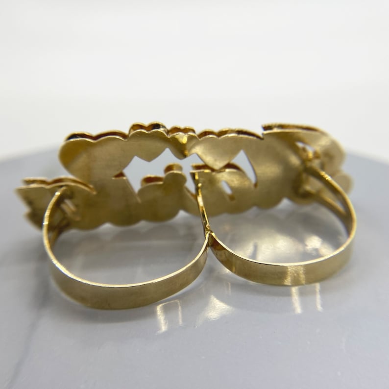 Two Finger Ring Custom Double Plated Name Ring