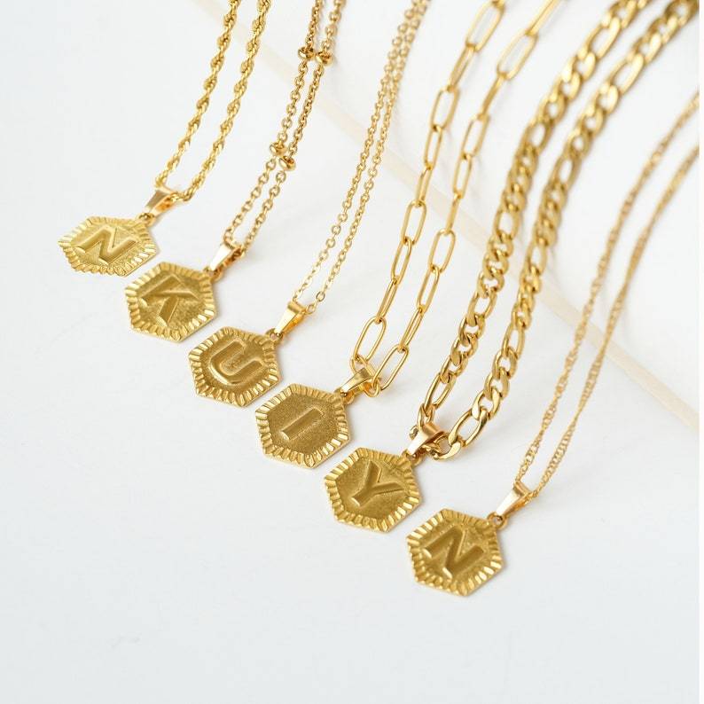 Bead Chain Letter Fashion Necklace Personalized Gold Plated Initial Necklace