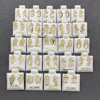 Fancy Crown Initial Letter A to Z CZ Stud Earring Personalized Custom Initial Earrings
