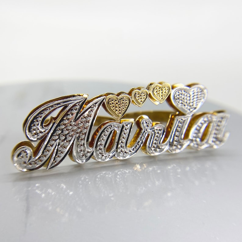 Two Finger Ring Custom Double Plated Name Ring