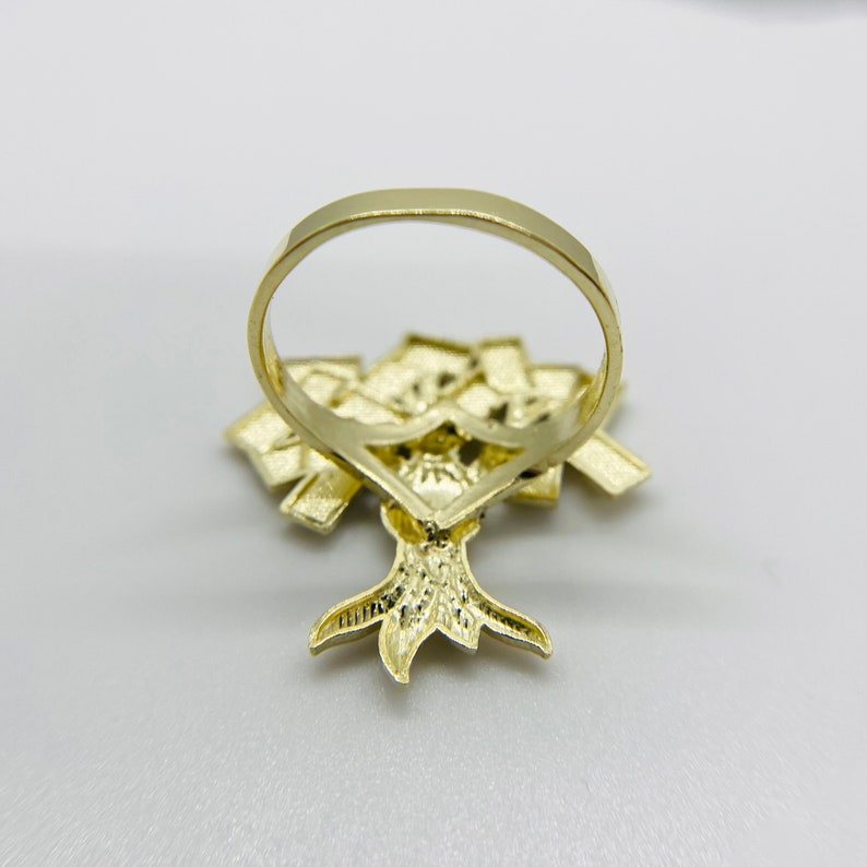 Gold Plated Money Bag Tree Ring Personalized Engraved Ring