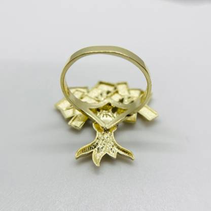 Gold Plated Money Bag Tree Ring Personalized Engraved Ring