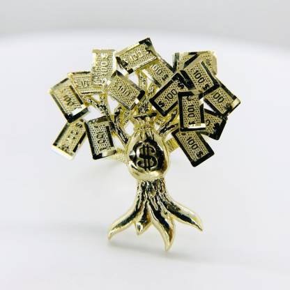 Gold Plated Money Bag Tree Ring Personalized Engraved Ring
