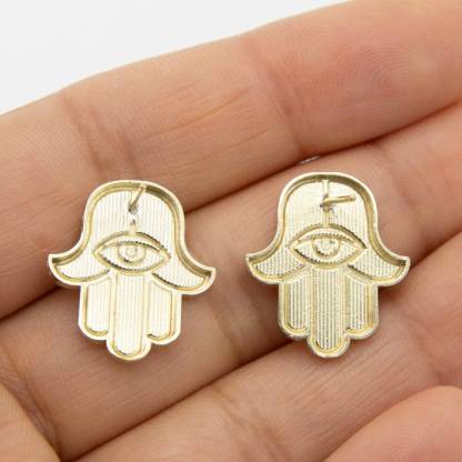 Diamond Cut Hamsa Stud Earrings Gold Plated Earrings