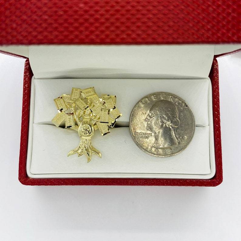 Gold Plated Money Bag Tree Ring Personalized Engraved Ring