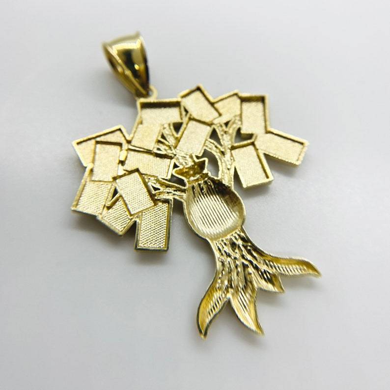 Gold Money Bag Hundred Dollar Tree Lucky Pendant Necklace