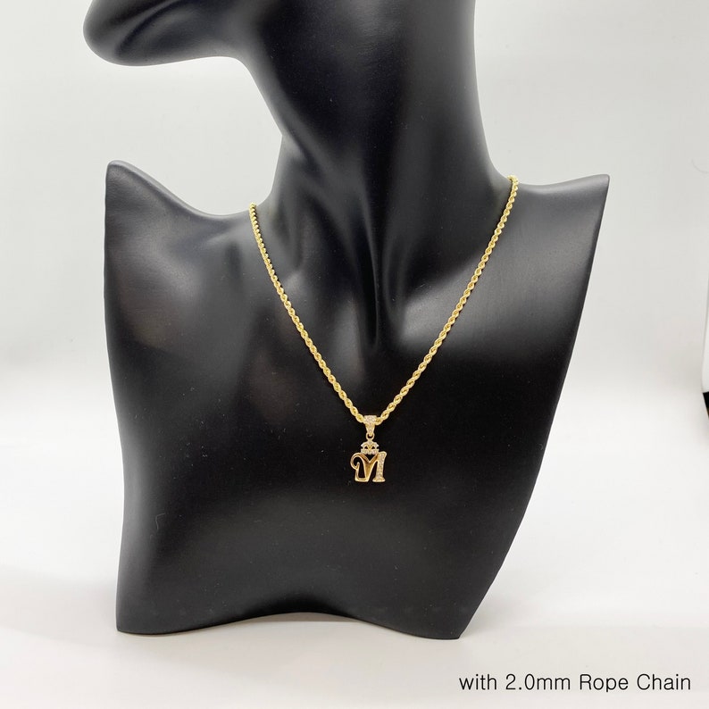 Letter Crown Pendant Custom Gold Plated Initial Necklace
