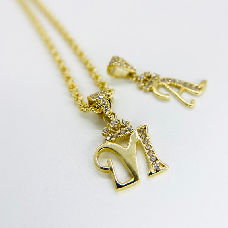 Letter Crown Pendant Custom Gold Plated Initial Necklace