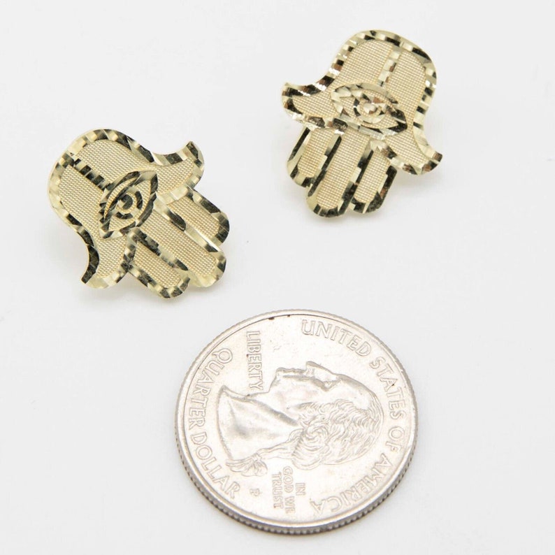 Diamond Cut Hamsa Stud Earrings Gold Plated Earrings