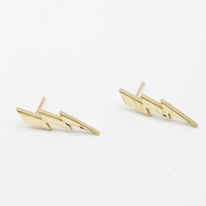 Diamond Cut Lightning Bolt Stud Earrings Gold Plated Earrings