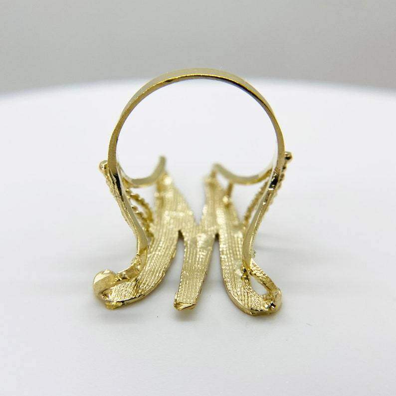 Personalized Cursive Letter Monogram Ring Custom Initial Ring
