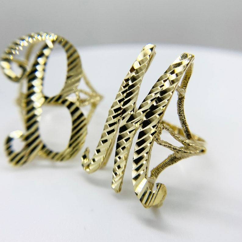 Personalized Cursive Letter Monogram Ring Custom Initial Ring