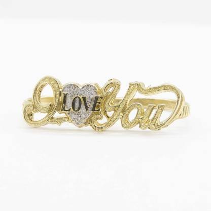 I Love You Script Textured Heart Two Finger Ring
