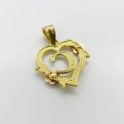 Rose Heart Charm Pendant Custom Initial Necklace