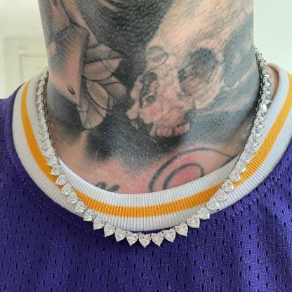 Heart Tennis Chain Diamond Iced Out Necklace White Gold Necklace