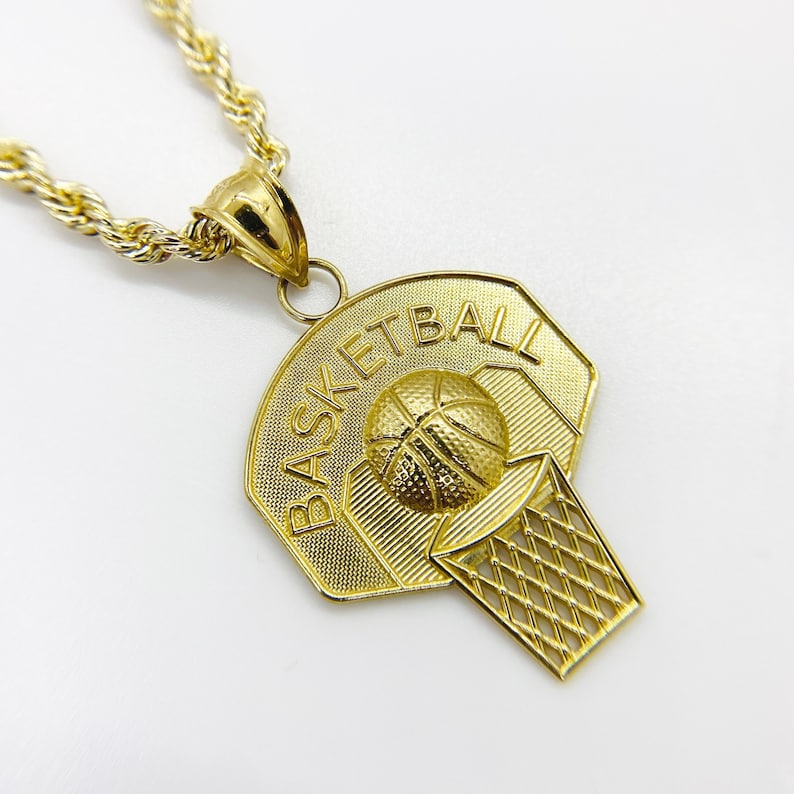 Gold Plated Basketball Hoop Charm Pendant Necklace