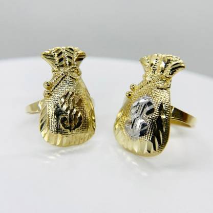 Money Bag Ring Custom Gold Plated Engraved Ring 