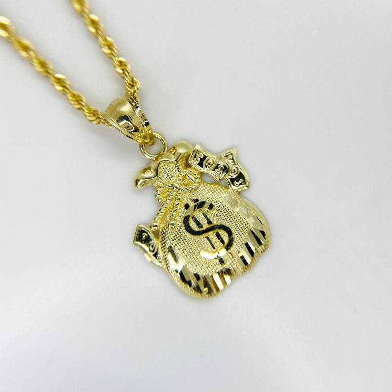 Gold Plated Money Bag Lucky Charm Pendant Necklace