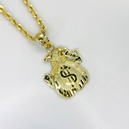 Gold Plated Money Bag Lucky Charm Pendant Necklace 
