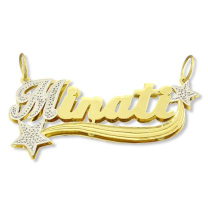 Double Plated Star 3D Name Necklace Two Tone Personalized Name Necklace