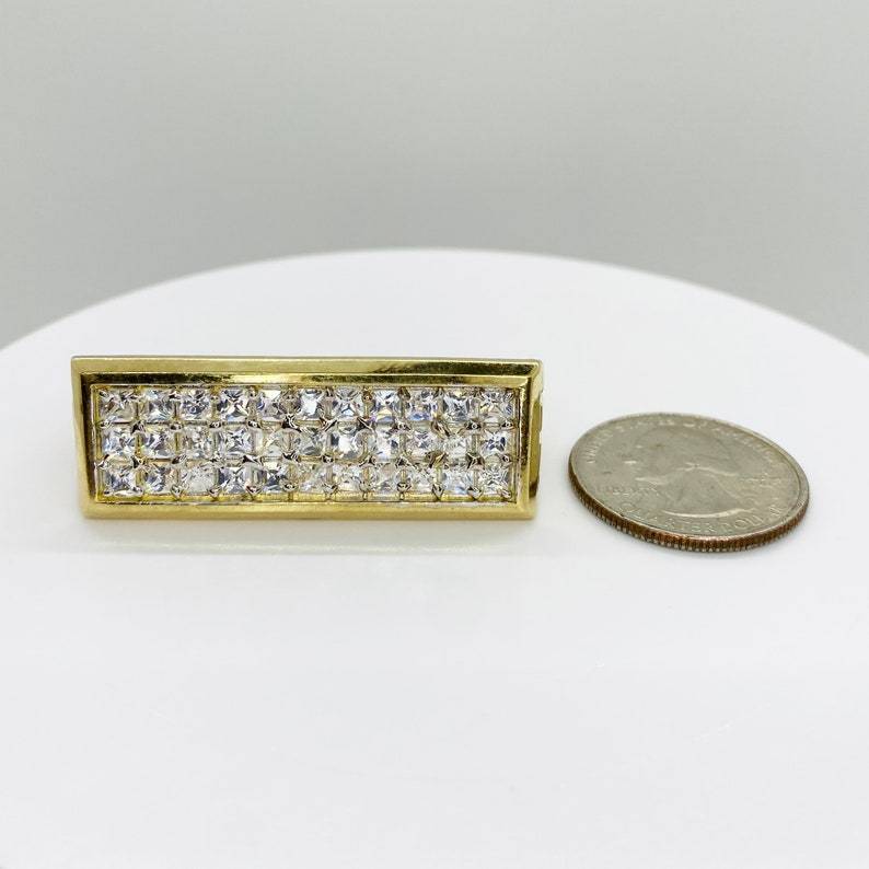 Iced Out Square CZ Double Two Finger Ring Men Ring