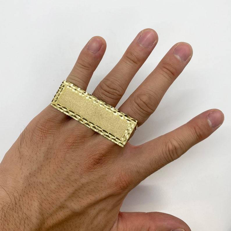 Gold Plated Three Finger Ring Nugget Style Classic Ring