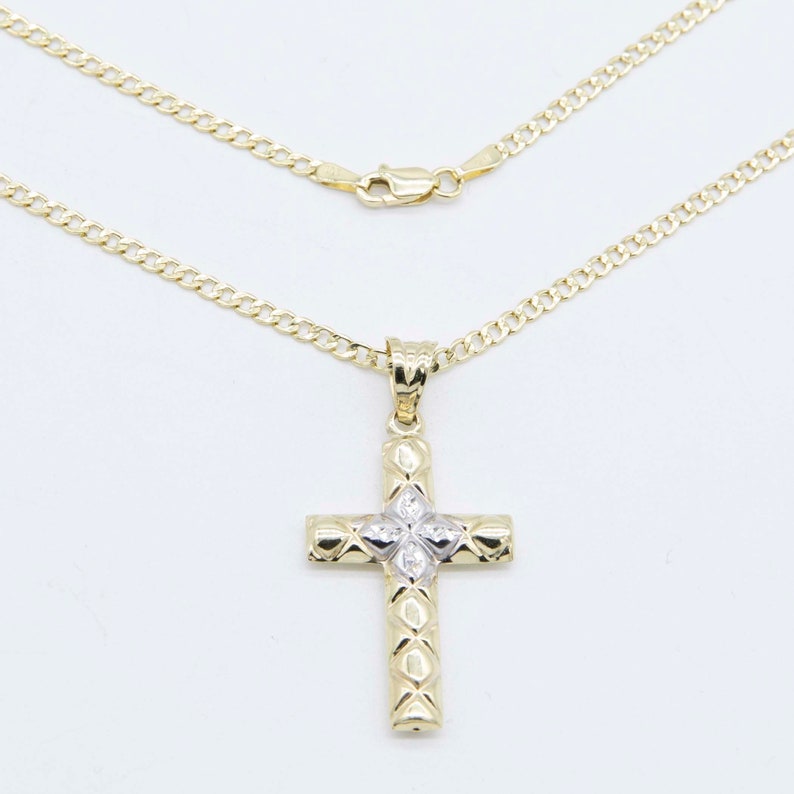 Textured Cross Pendant Necklace Christian Jewelry