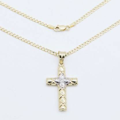 Textured Cross Pendant Necklace Christian Jewelry