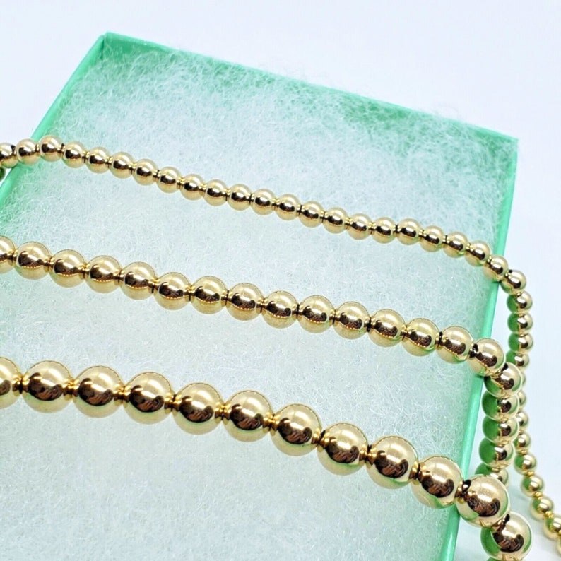 14K Hollow Yellow Gold Plated Bead Bracelet 