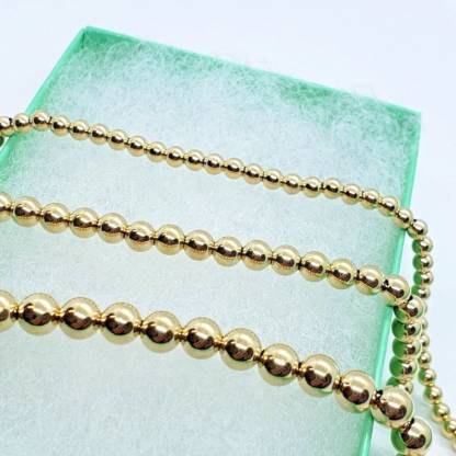 14K Hollow Yellow Gold Plated Bead Bracelet 