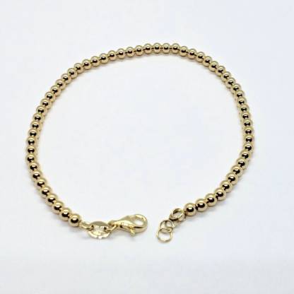 14K Hollow Yellow Gold Plated Bead Bracelet 