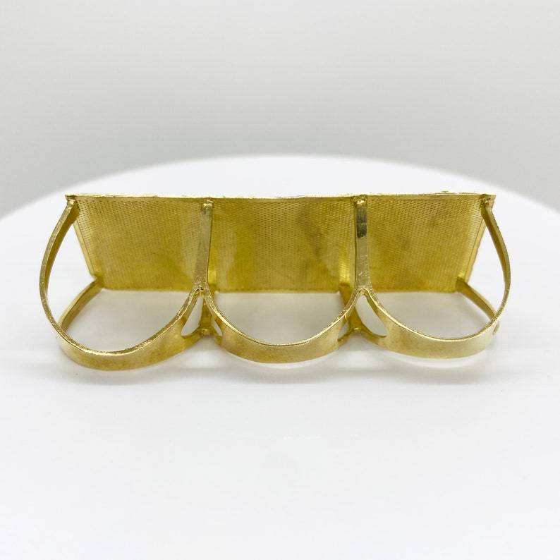 Gold Plated Three Finger Ring Nugget Style Classic Ring