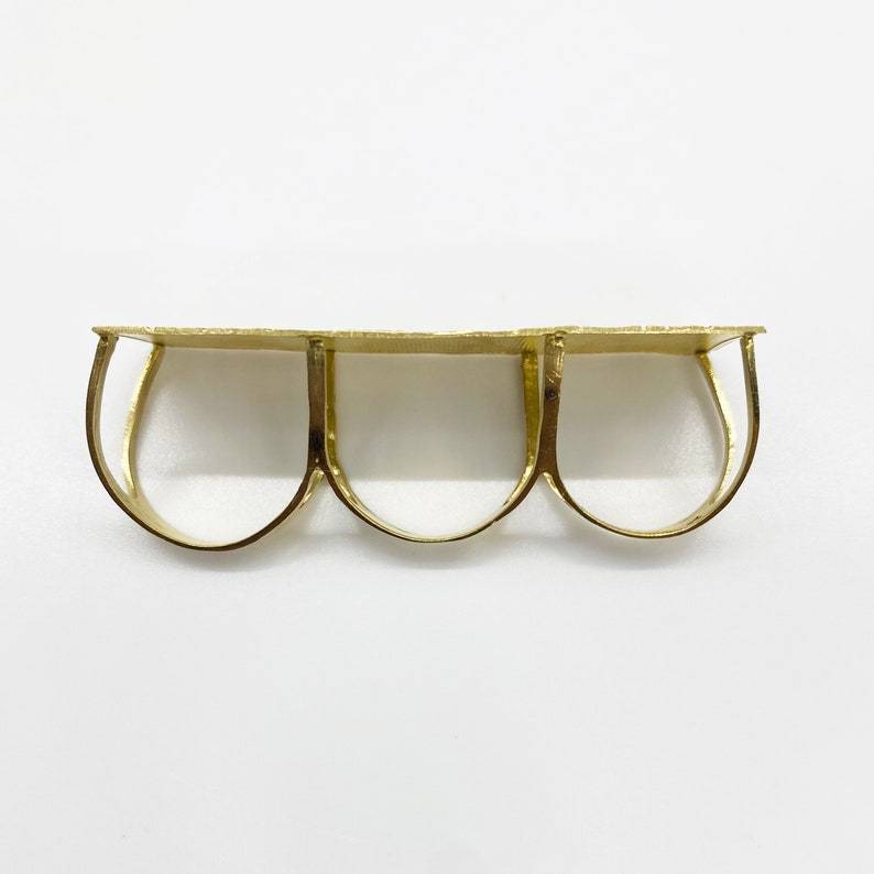 Gold Plated Three Finger Ring Nugget Style Classic Ring