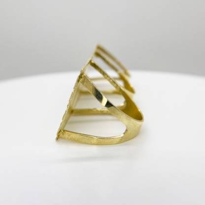 Gold Plated Three Finger Ring Nugget Style Classic Ring