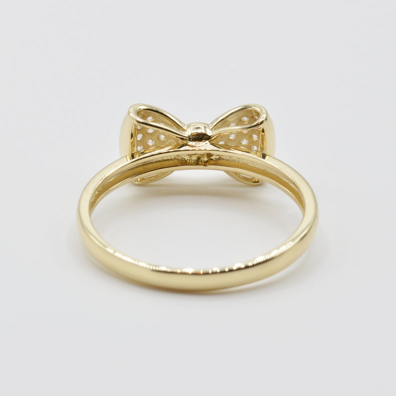 Bow Ribbon Beautiful Ring Custom Engraved Ring 14K Gold Plated