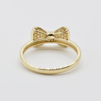 Bow Ribbon Beautiful Ring Custom Engraved Ring 14K Gold Plated