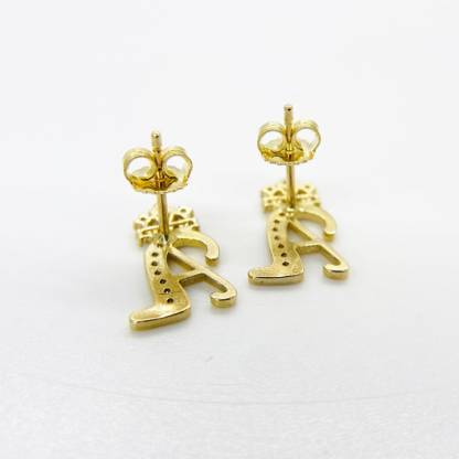 Fancy Crown Initial Letter A to Z CZ Stud Earring Personalized Custom Initial Earrings