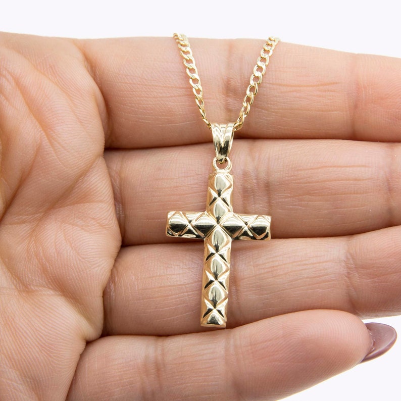 Textured Cross Pendant Necklace Christian Jewelry