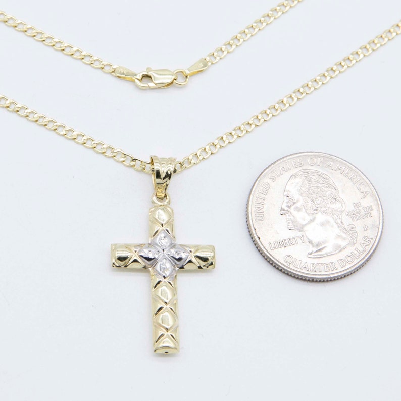 Textured Cross Pendant Necklace Christian Jewelry