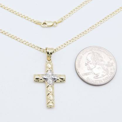 Textured Cross Pendant Necklace Christian Jewelry