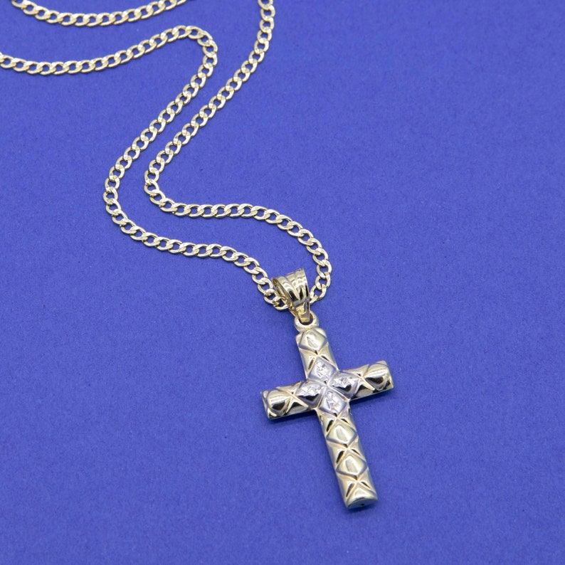 Textured Cross Pendant Necklace Christian Jewelry