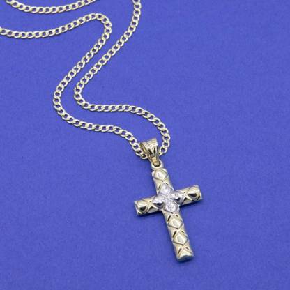 Textured Cross Pendant Necklace Christian Jewelry