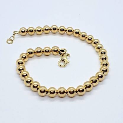 14K Hollow Yellow Gold Plated Bead Bracelet 